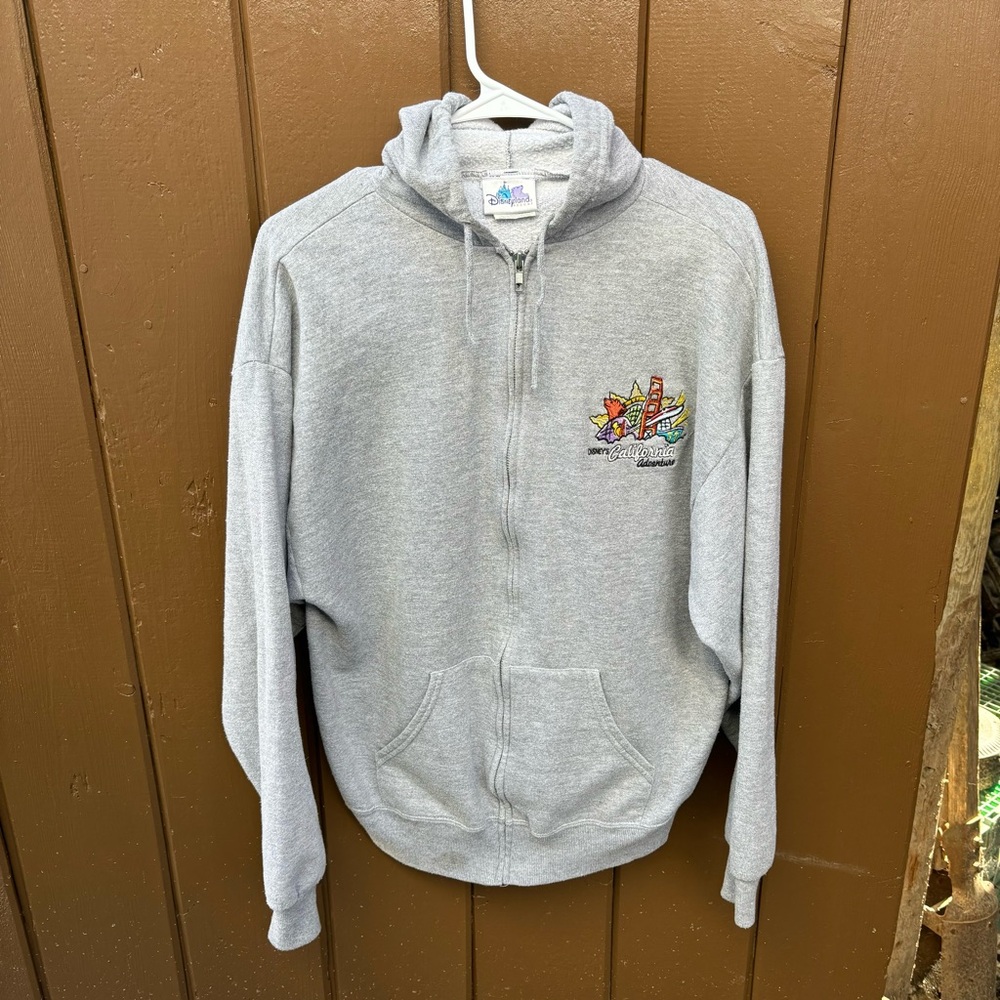 Vintage Disney California Adventure Sweatshirt Gray Large Men Women Full Zip